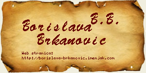 Borislava Brkanović vizit kartica
